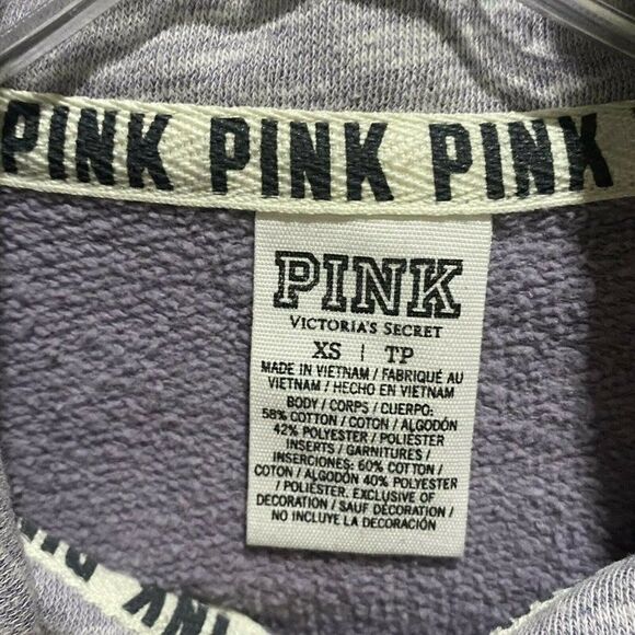 PINK Womens Sweatshirt Light Purple 1/4 Zip Mock Neck Love Pink XS - Picture 4 of 5